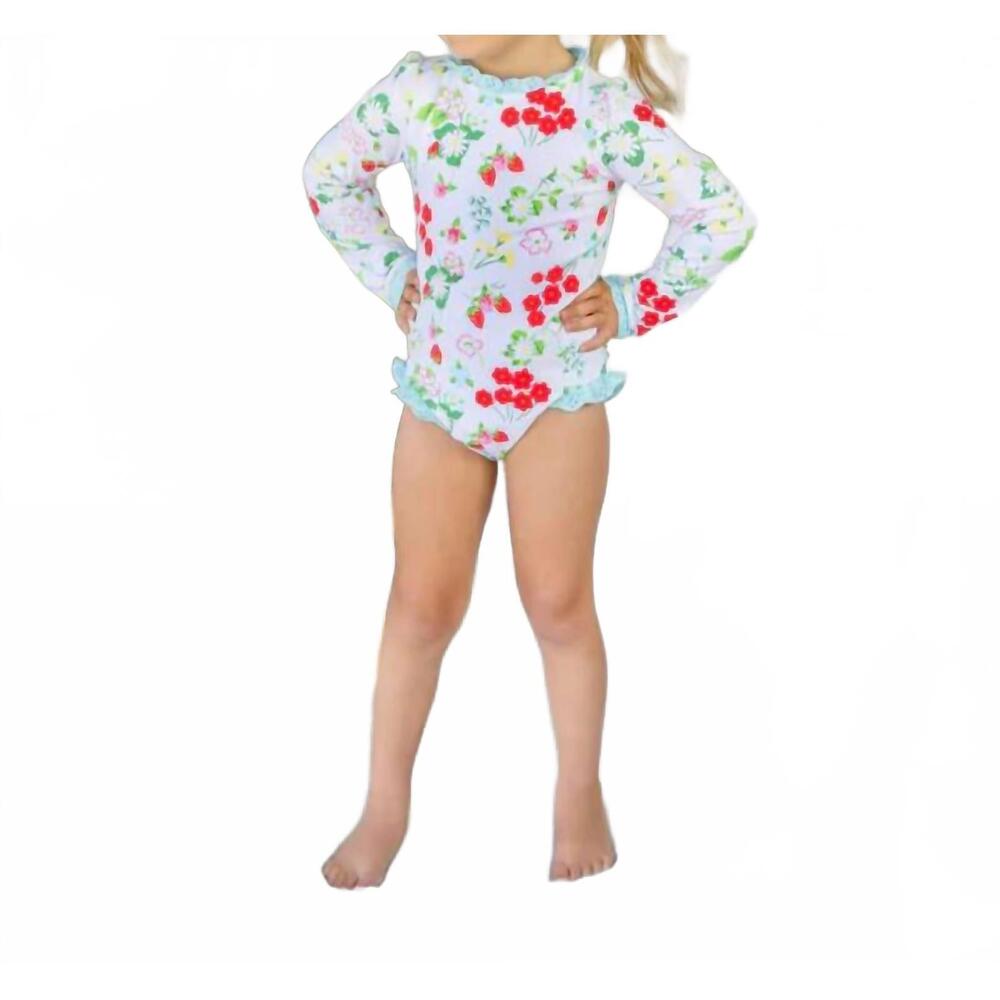 NEW THE BEAUFORT BONNET COMPANY girl's sarasota surf suit in berry sweet with be - Picture 3 of 4